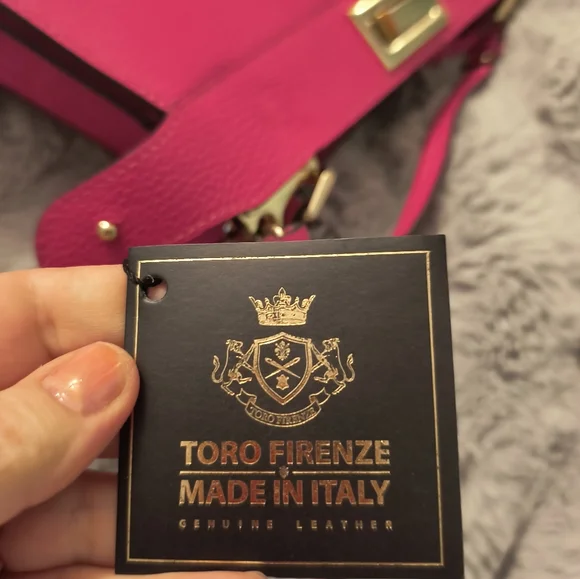 Toro Firenze Italian Genuine Leather Pink Bag - Picture 7 of 16